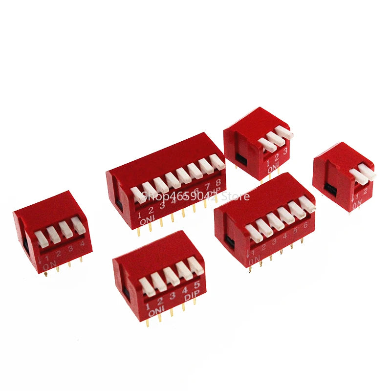 5pcs/lot Slide Type Lateral Toggle DIP Switch 2 3 4 5 6 8 Pin P 2.54mm Pitch Position Way DIP Red Snap Switch