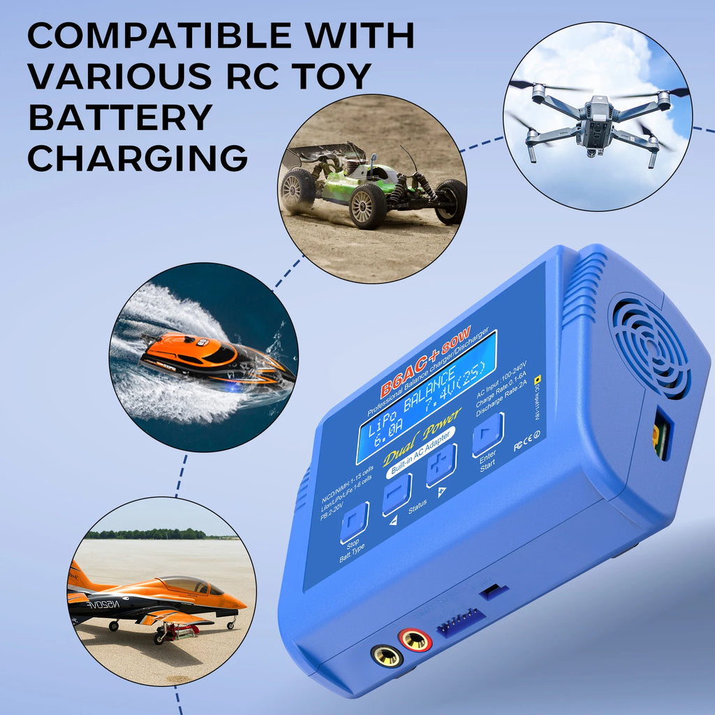 IMAX B6AC 80W RC Charger B6 AC 6A Balance Charger with Digital LCD Screen Li-ion LiFe Nimh Nicd PB Lipo Battery Discharger