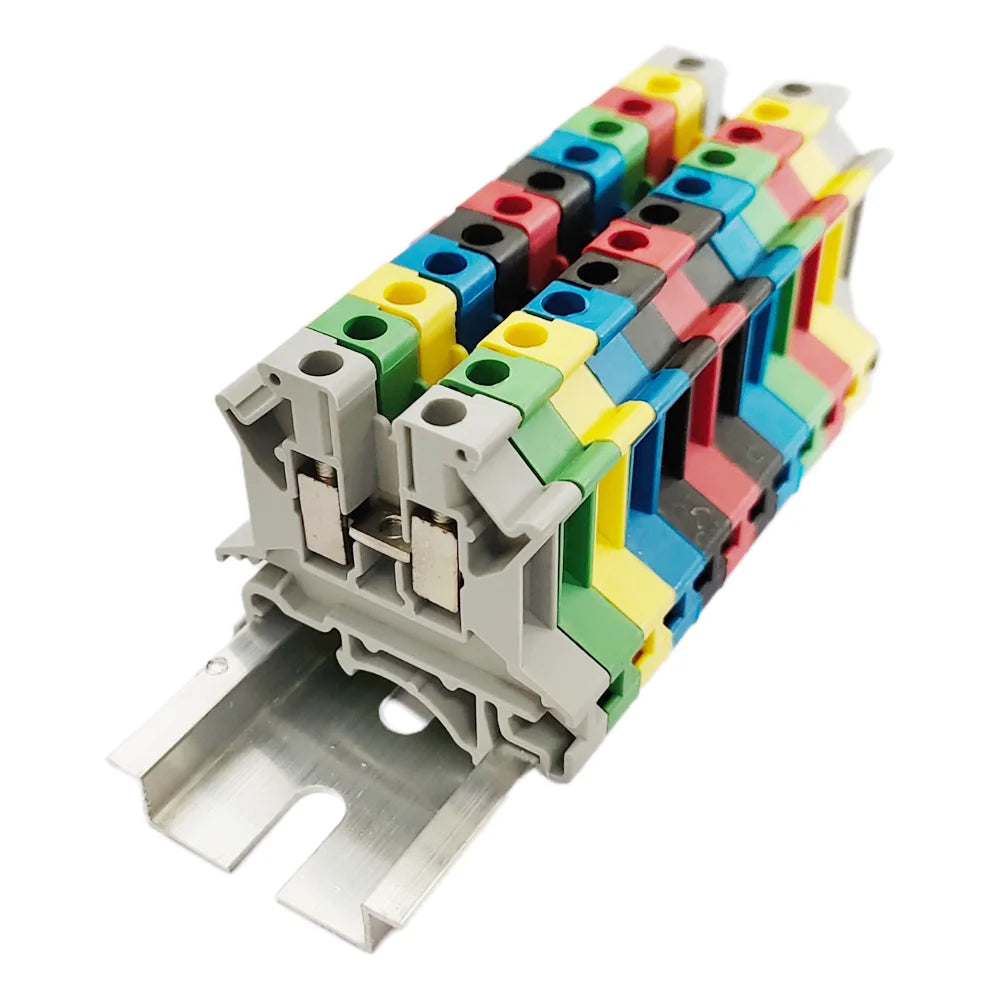 UK2.5B DIN Rail Terminal Blocks Jumpers End Covers Fixed Bridge Marker Strip Aluminum Rail Assembly 2.5mm² Cable Connector Kit
