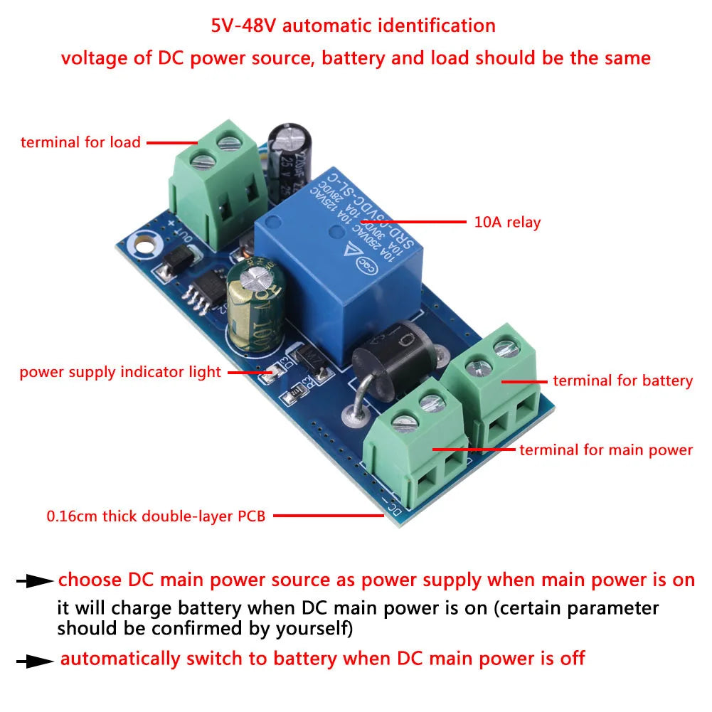 YX850 Automatic Module 5V~48V 10A Power Supply/Battery Automatic Module Emergency Controller Power Supply Controller