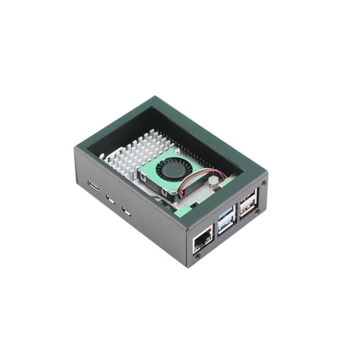 Metal Protective Case with 3.5 Inch Screen Bracket and Active Cooler Fan for Raspberry Pi 5
