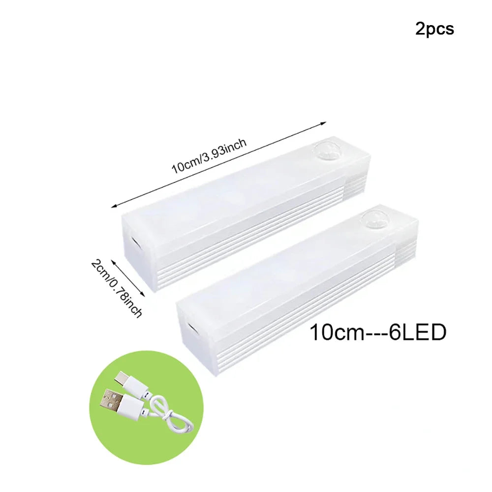 Runtowo 2pcs LED Motion Sensor Light Wireless Night Light Rechargeable Light Cabinet Wardrobe Staircase Backlight For Kitchen