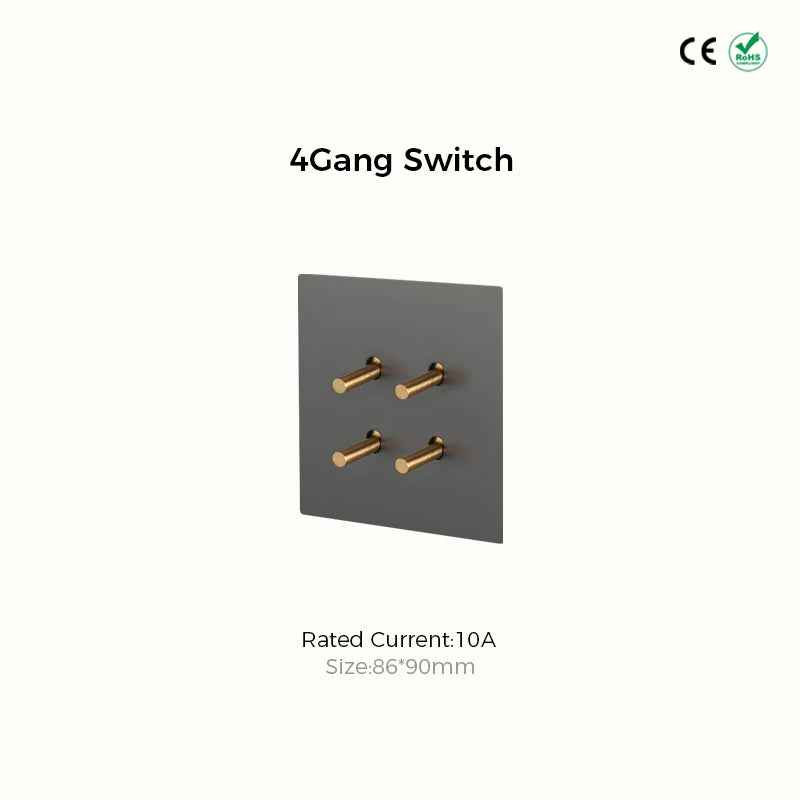 Avoir Vintage Gray Wall Switch USB Wall Socket 220V Europe FR Gold Lever Toggle Switch 1Gang 2 Way Retro Light Switches 86 Type