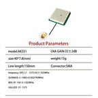 GPS/Beidou/GLONASS built-in active antenna 35x35x8mm high gain tri band M8N dedicated