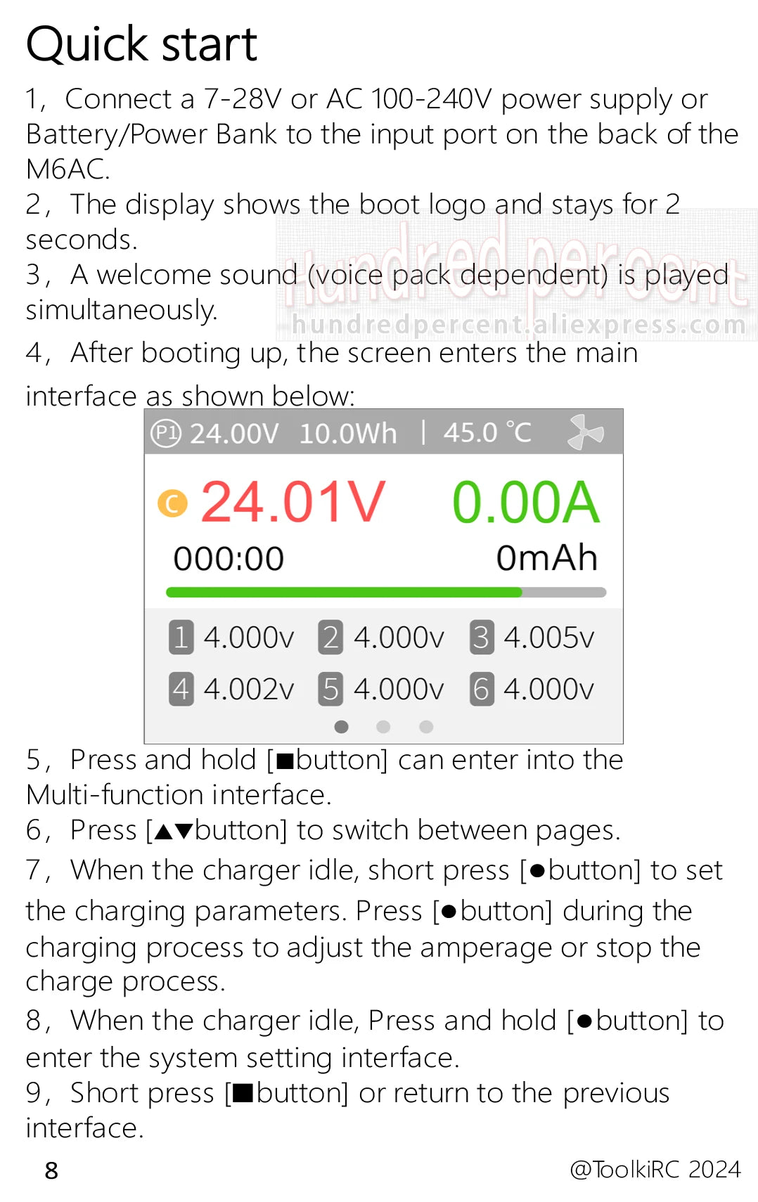 ToolkitRC M6AC Smart Lipo Battery Charger Discharger AC 120W DC300W MAX30A for 1-6S Battery FPV Model Spare Part LiHV LIFE LILON