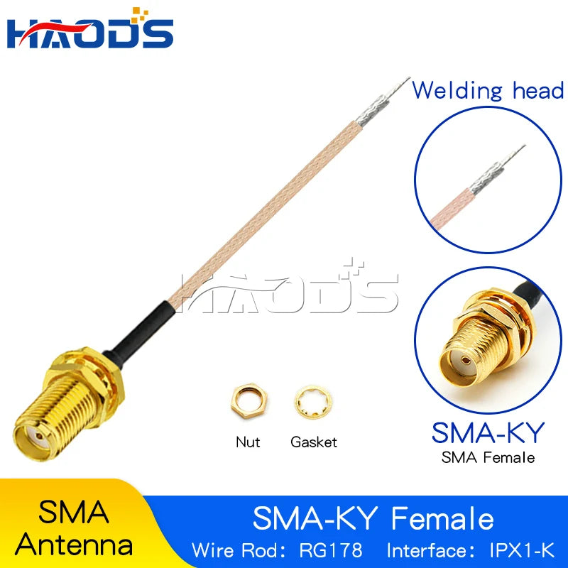 5PCS SMA Pigtail Jumper RP SMA Male Female to UF.L IPX IPX1 RG178 Cable Sockets Jack Connectors Adapter for Wifi Router GPS AP