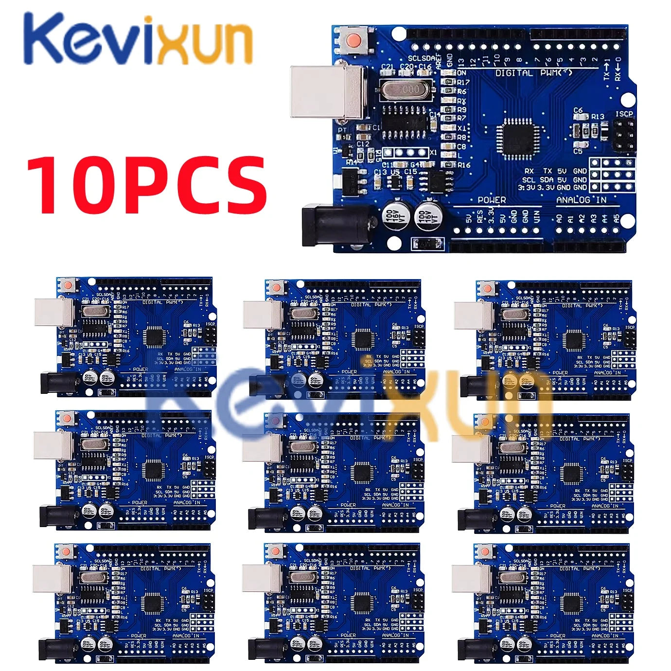 1-10PCS UNO R3 CH340G MEGA328P Chip for Arduino UNO R3 + USB/TYPE-C CABLE ATMEGA328P-AU Development Board 16Mhz