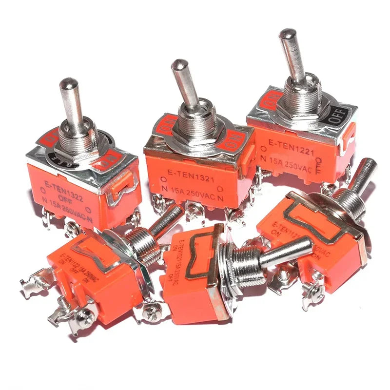 5pcs E-TEN Miniature Toggle Switch SPST DPDT 2 3 Position Latching Rocker Switch 15A 250V Toggle Power Switch