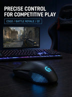 Logitech G302 Wired Ambidextrous Gaming Mouse 4000DPI On‑The‑Fly DPI Switch RGB Backlit 6 Assignable Buttons For Laptop Desktop