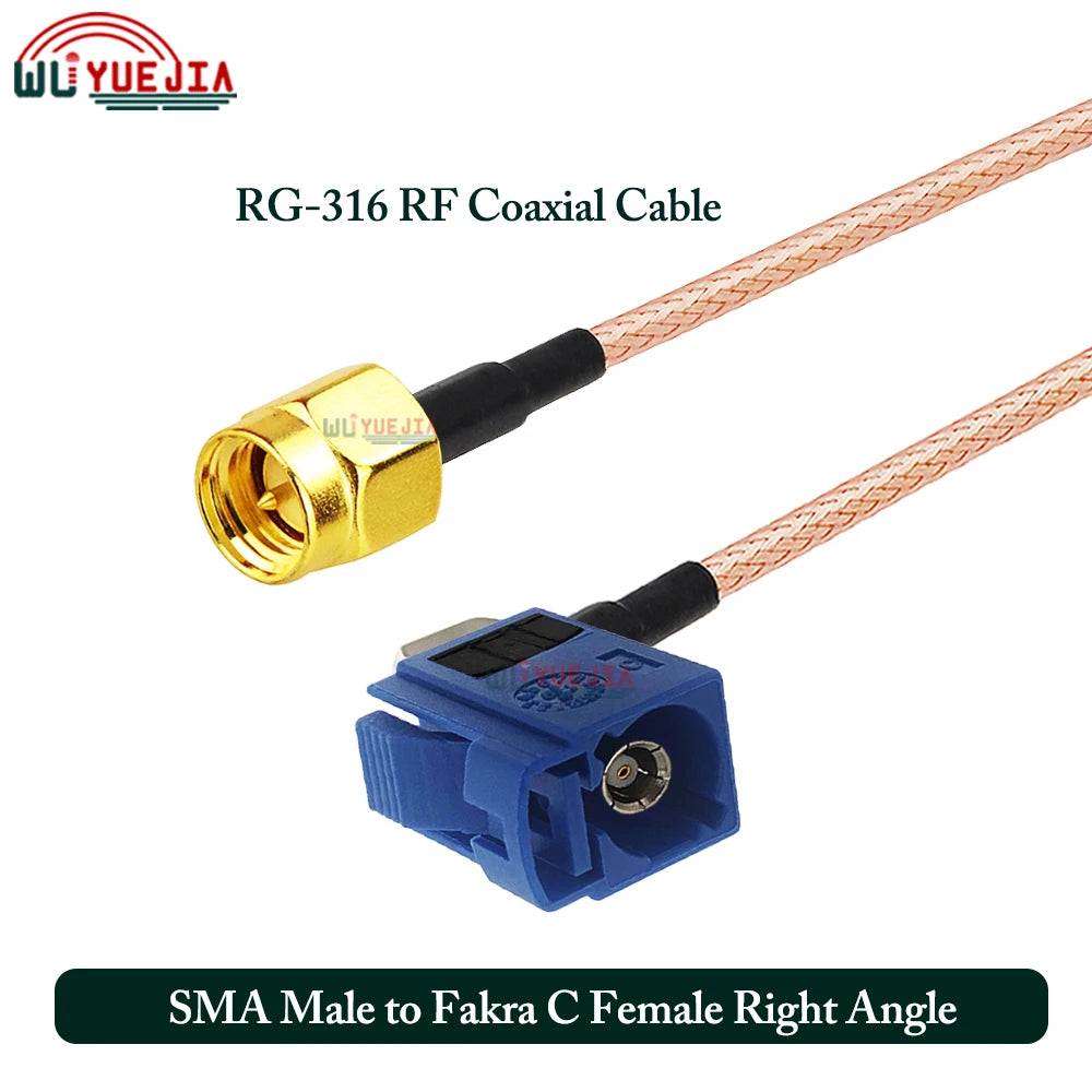 SMA to Fakra C RG316 Cable Blue Fakra C Female to SMA RP-SMA Female/Male Connector 50 Ohm RF Coax Cable Extension Jumper Pigtail