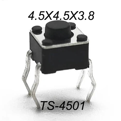 50PCS 4.5X4.5MM 4Pin DIP H=3.5/3.8/4.0/4.3~12mm 12V Tiny Button Tact Switch 260GF Momentary Tactical Push Button Parts Repair