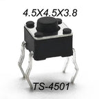 50PCS 4.5X4.5MM 4Pin DIP H=3.5/3.8/4.0/4.3~12mm 12V Tiny Button Tact Switch 260GF Momentary Tactical Push Button Parts Repair