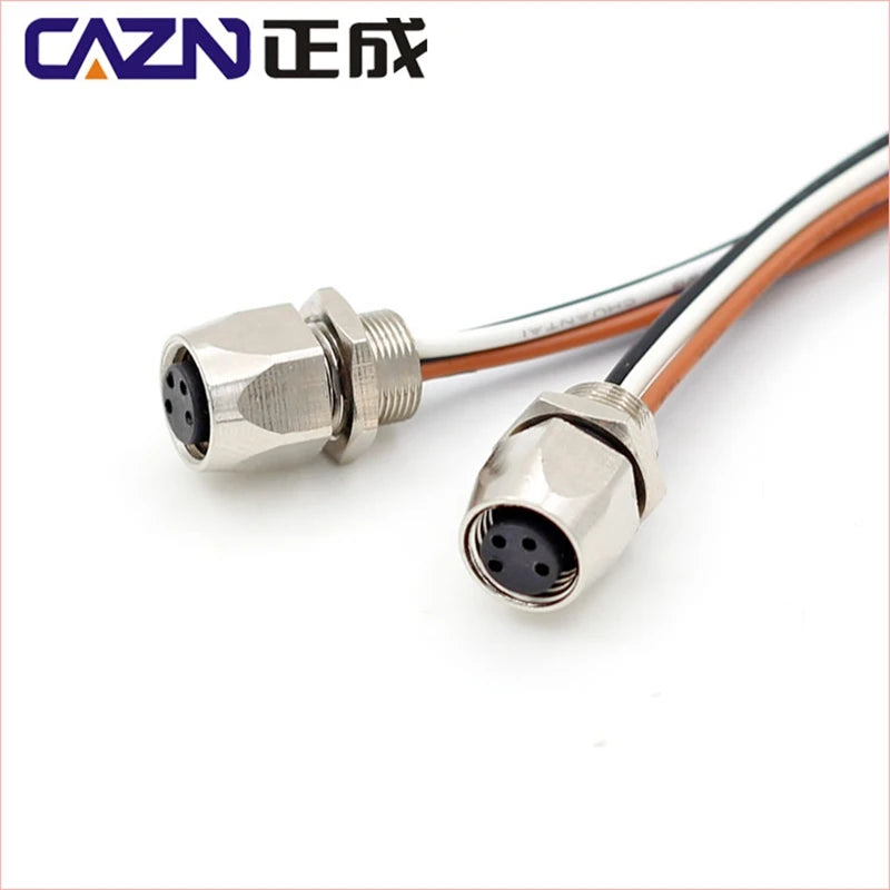 M8 Socket 3 4 5 6 8 Pins Female Male Solder Type Front Back Panel Mount Waterproof Connectors