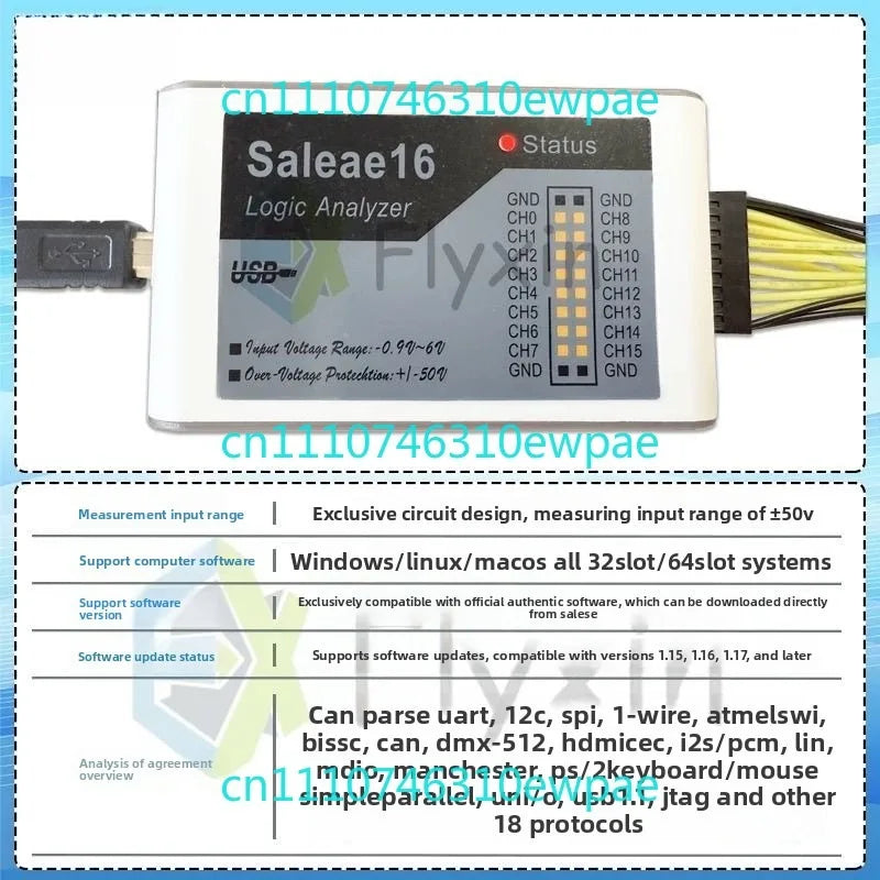 Saleae Logic16 Logic Analyzer 16 Channel 100M Full Channel Digital Signal Oscilloscope