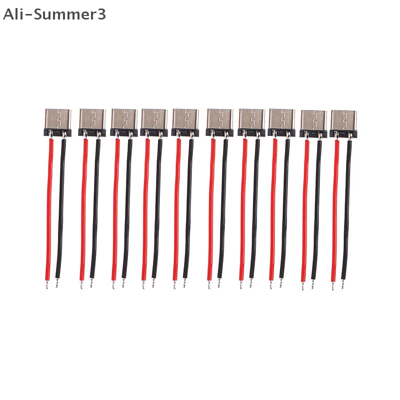 10Pcs Micro USB Type-C 2Pin Horizontal 2P Simple Soldered Female Plug-in Board Quick Charging Connector