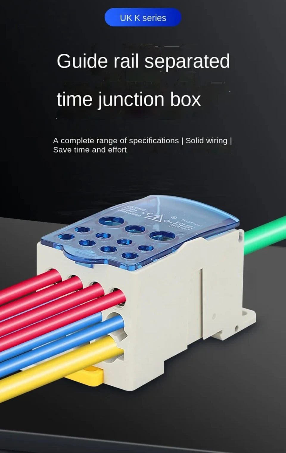 Din Rail Terminal Block UKK 80A/125A/160A/250A/400A Distribution Box One In Several Out Unipolar Junction Box Wire Connector