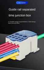 Din Rail Terminal Block UKK 80A/125A/160A/250A/400A Distribution Box One In Several Out Unipolar Junction Box Wire Connector