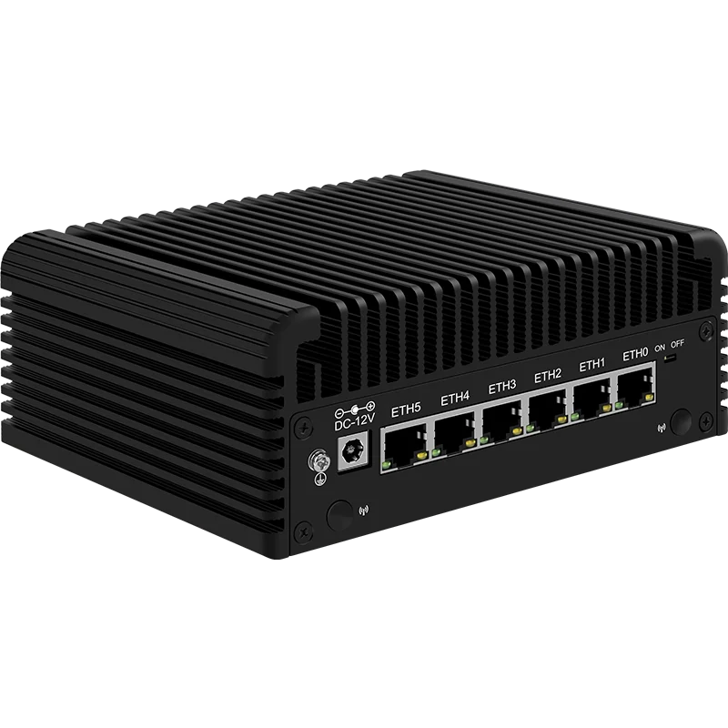 6 LAN 2.5G Firewall Router Intel 3 N355 N200 N150 N97 i226-V Fanless Mini PC DDR5 2xNVMe 1xSATA3.0 2xHD Type-C pfSense OPNsense