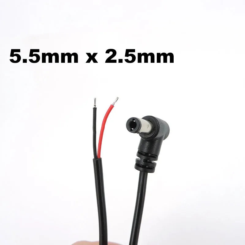 2pin DC Male Power Connector Extend Right Angle Charging Cable 4.0x1.7 3.5x1.35mm 5.5x2.1mm 5.5x2.5mm 22AWG 90 Degree 3A Cord T