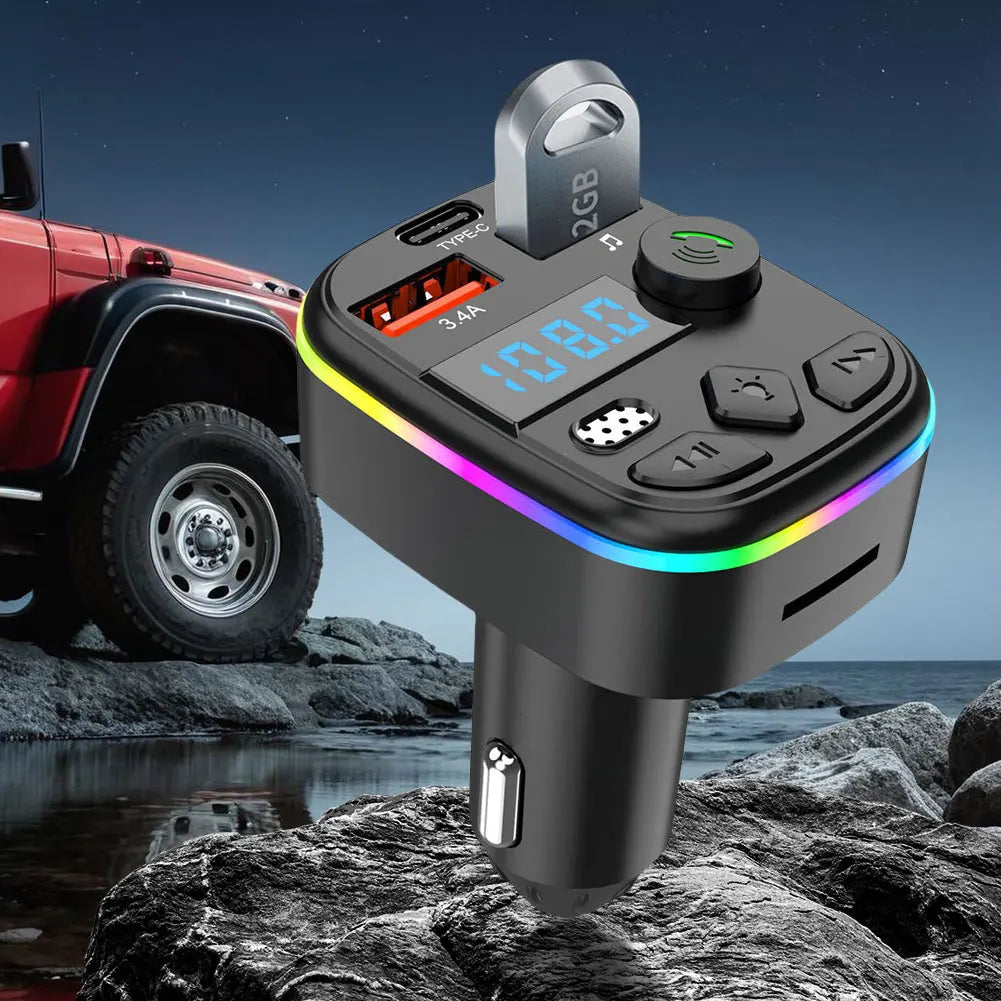 Car Charger Dual USB Type C Car MP3 Player Bluetooth 5.3 Support TF Card U Disk Phone Charger Car FM Transmitter Clear Calling