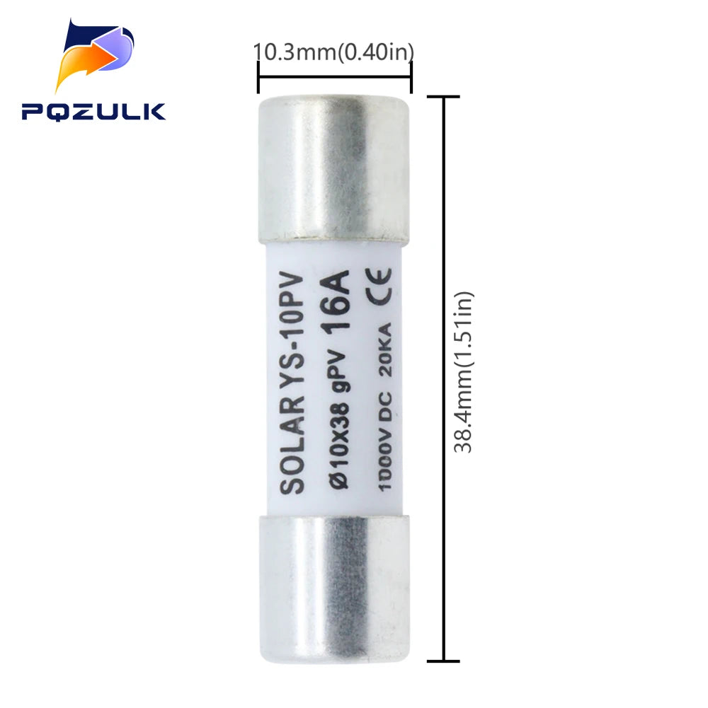 Solar DC Fuses 1000V PV Photovoltaic 6A 10A 15A 20A 25A 30A 10*38MM High Voltage for Solar System Short Circuit Protection gpV