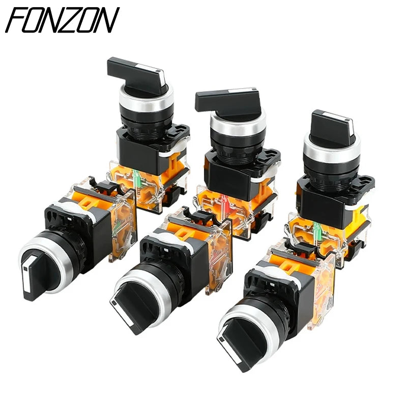 22mm LA38-11X2 20X3 Selector Switch 1NO1NC/2NO/2NC 2/3 gear Rotary Switches Knob Switch Self-lock/Self-reset Momentary Latching