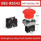 5pcs 22mm Mounting Emergency Stop Button Switch Self-locking XB2-BS545 Rotary Reset Mushroom Head NO NC Brass/Silver Contact