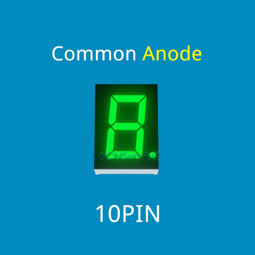 LoCNService 30PCS 0.8Inch Digital Tube LED Display 1 Bit Red Yellow Green Blue White Common Anode / Cathode 7 Segment 0.8 inch