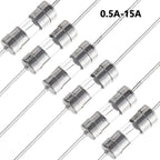 100PCS/lot 3.6x10mm 1A 1.5A 10A AMP Glass Fuse with Leads Axial Leaded Fuse Tube for PCB Circuit Board Electronics Protection