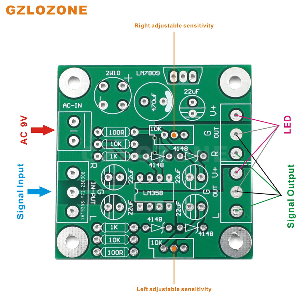 ZEROZONE LM358 VU Level Audio Meter Driver DIY Kit/Finished Board Adjustable Sensitivity