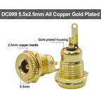 5PCS 5.5x2.1mm/5.5mm x 2.5mm DC099 Metal DC Power Male Plug Jack Connector with Spring DC-099 Yellow Head 5.5*2.1/5.5*2.5 DC099