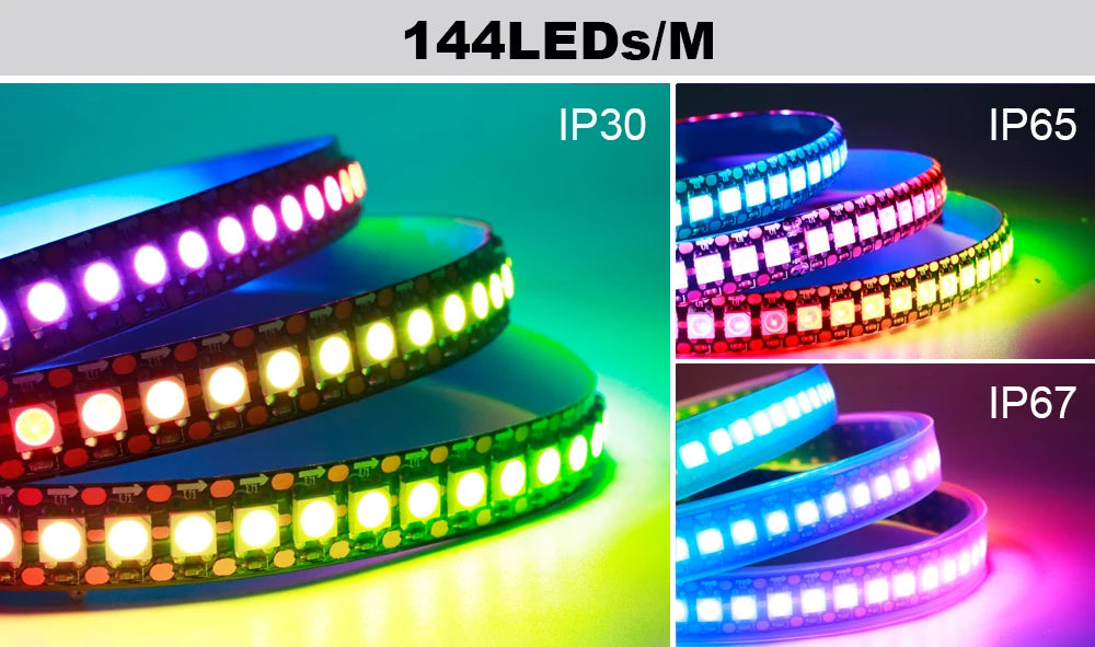 WS2811 WS2812B WS2813 WS2815 5050RGBIC Smart LED Strip Lights Individually Addressable IC  30/60/144Pixels/Leds/m Light DC5V/12V
