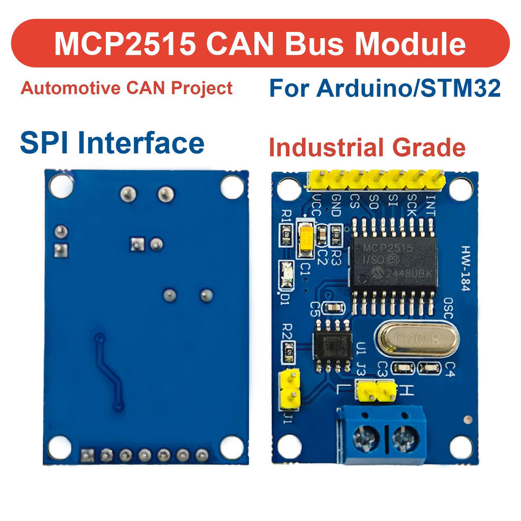 MCP2515 CAN Bus Module TJA1050 SPI Interface Receiver High Speed Industrial Grade for Arduino for STM32 for 51 MCU Automotive