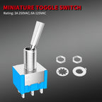 10PCS Mini Toggle Switch 3 Position 2 Position ON OFF ON DPDT SPST DPST 6A 125VAC 3A 250VAC Latching Flat Handle for Car Truck