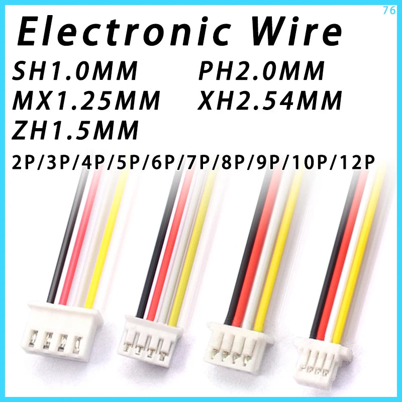 10PCS SH1.0 MX1.25 ZH1.5 PH2.0 XH2.54 Electronic Wire Cable Connector 2/3/4/5/6/7/8/9/10/12 Pin Plug 10CM/20cm/30CM Wire Length