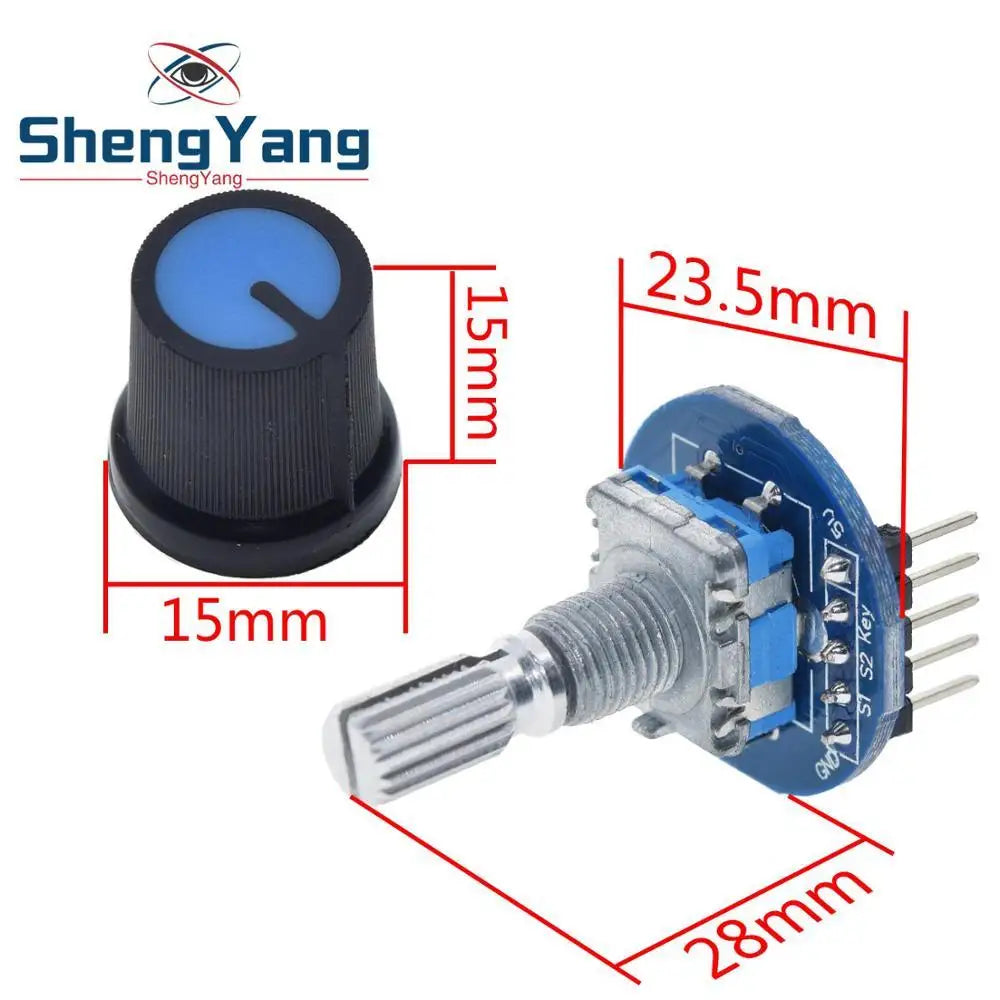TZT Rotary Encoder Module for Arduino Brick Sensor Development Round Audio Rotating Potentiometer Knob Cap EC11