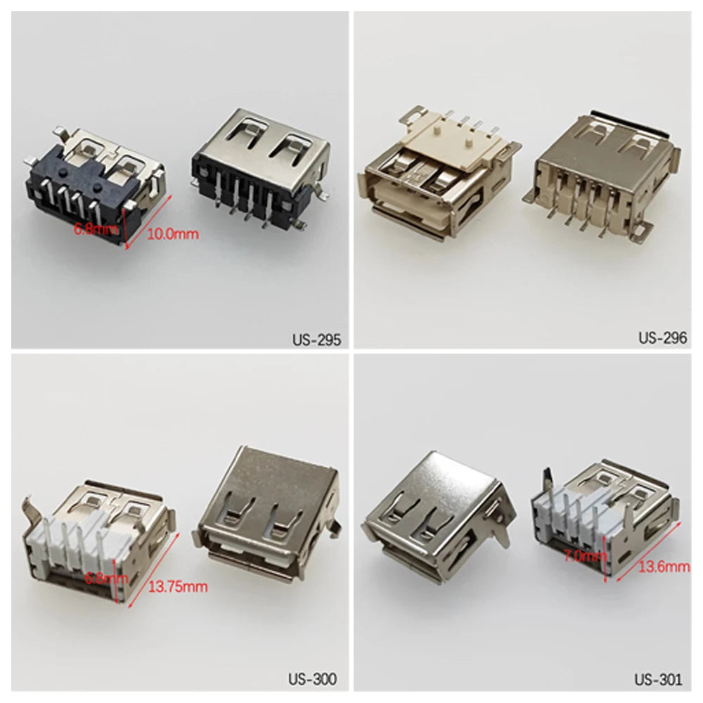 5PCS USB2.0 Female USB Socket Connector 4P USB 2.0 4 Pin Female USB 2.0 Transfers Jack For Laptop Notebook Computer USB Type A/B