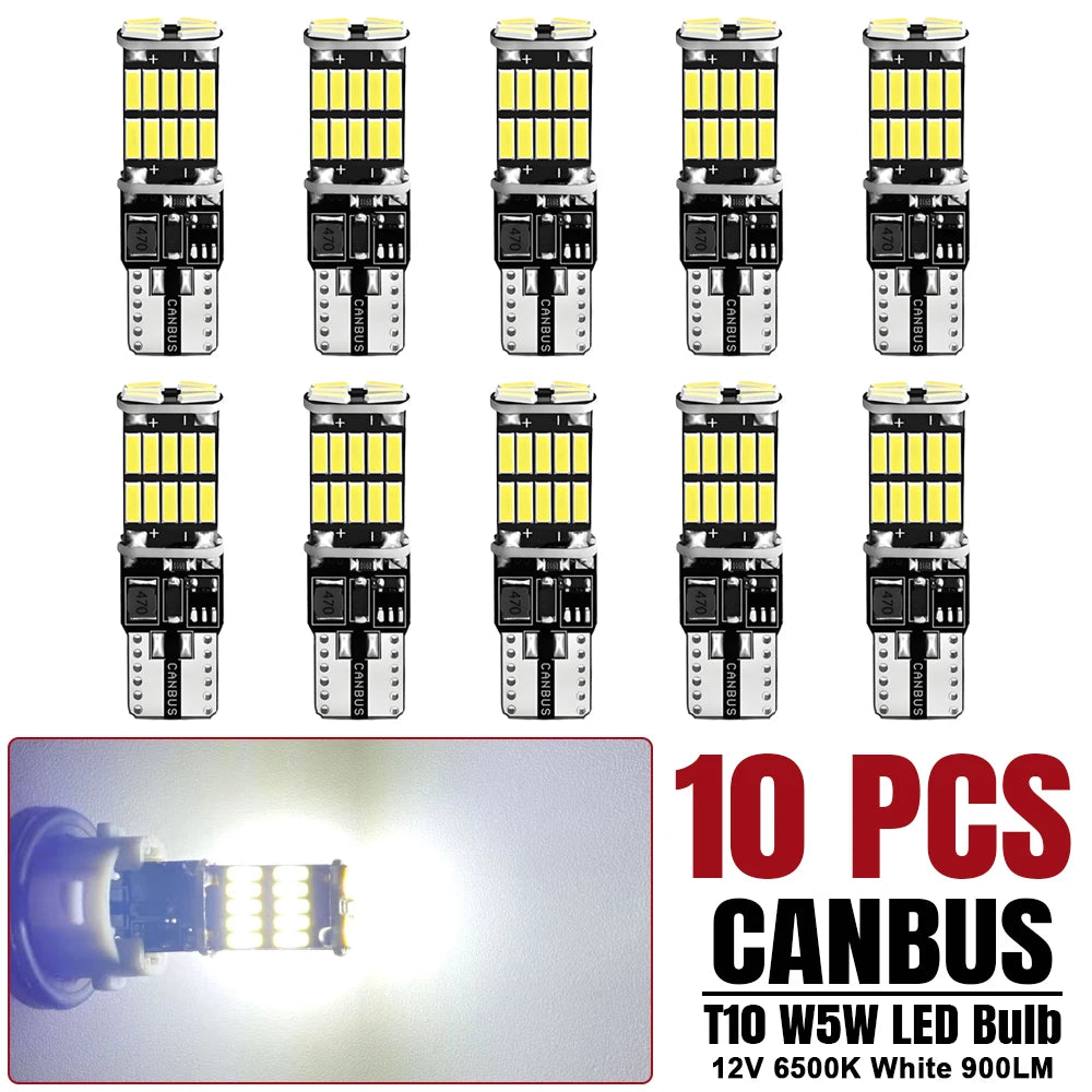 2-20 PCS T10 W5W LED Bulb 12V 1000LM 24V 4014-26SMD 6500K White Car Interior Dome Maps Reading Trunk License Plate Lights CABNSU