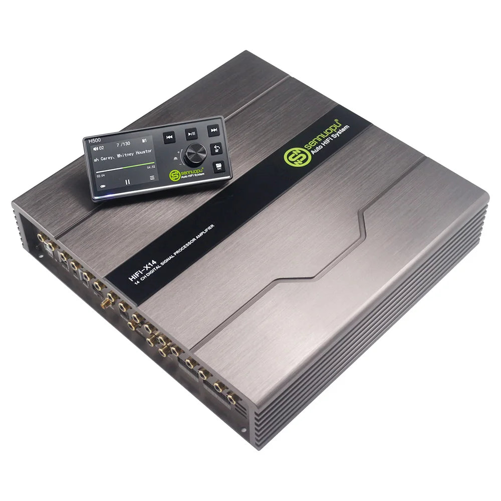 Sennuopu X14 16-Channel DSP Car Audio Processor | 14CH Class AB Automotive Amplifier, Auto Sound Module Power Amp