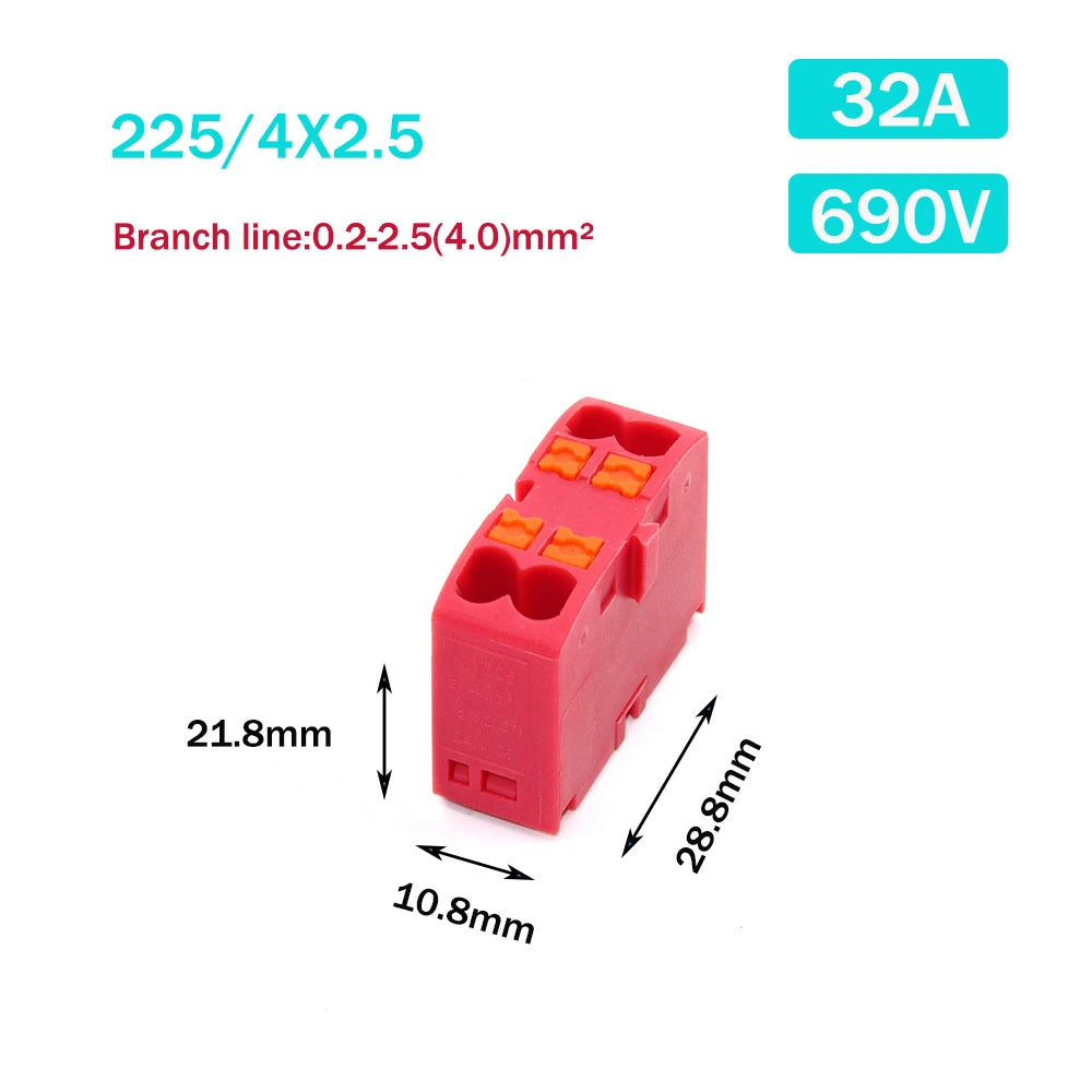 Wire Electrical Connectors PTFIX 2.5mm Wire Merging And Branching Device Push-in Terminal Block Connector Mount On Din Rail
