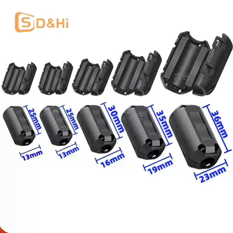 5/10Pc Noise Filter Ring Wiring Cable Clamp 3.5-13mm Toroidal Core Ferrite Bead Clip Choke RFI Noise Filter Clip Noise Filter