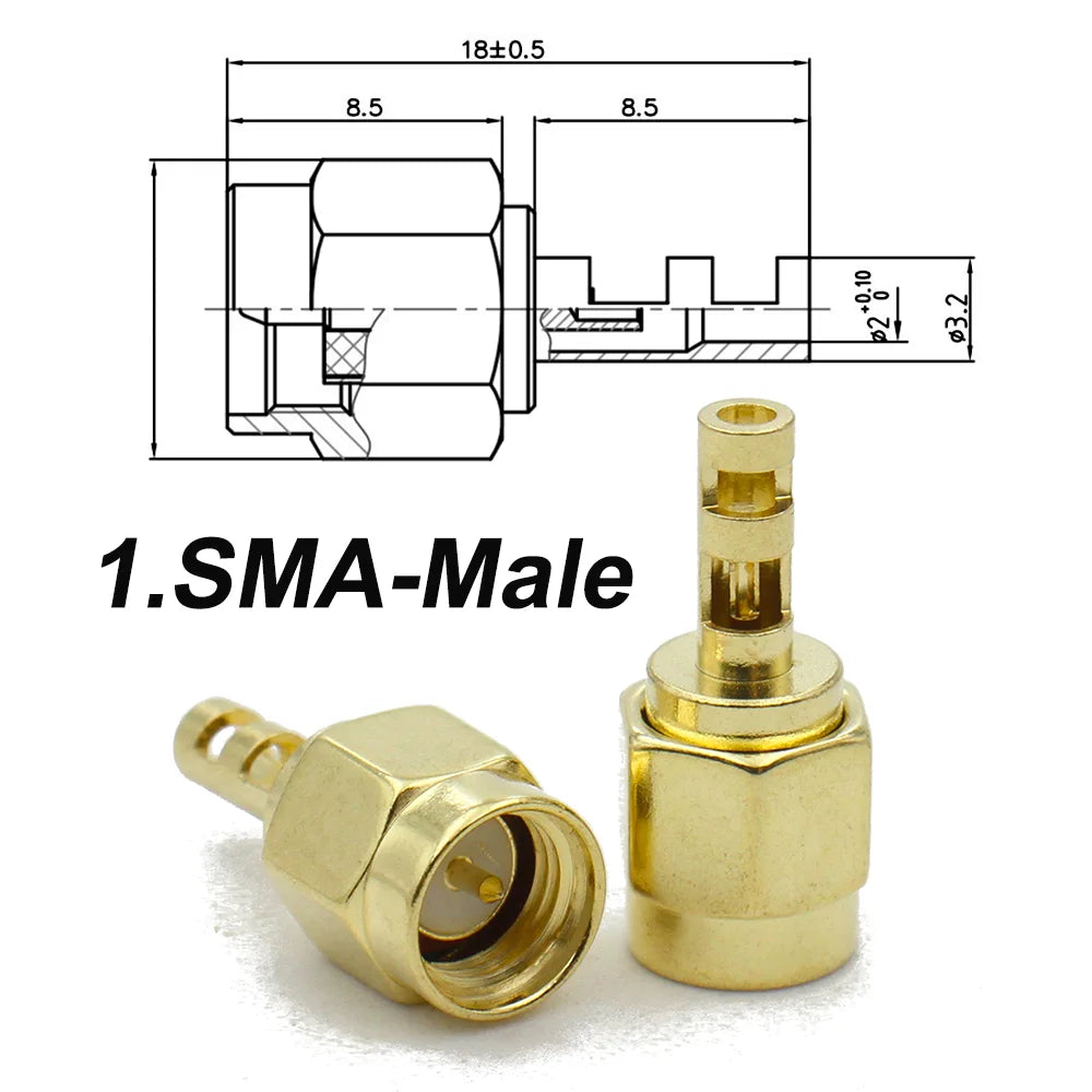 2pcs/lot SMA Male Female RF Connector Welded Two Windows RP SMA O-ring Bulkhead Straight Connector 50ohm 1.13 Cable Brass
