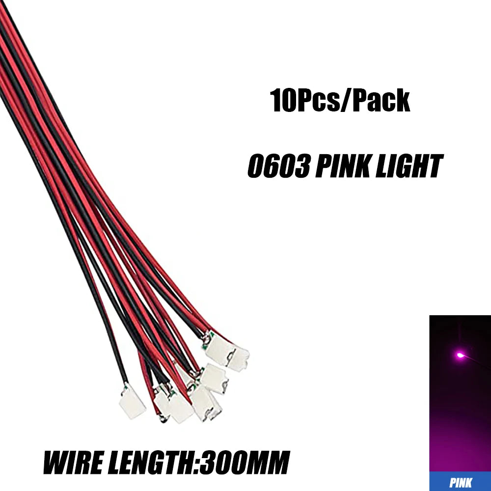 10Pcs 0402 0603 Led SMD Wire For Model Train HO N OO Scale Red Black Line Pre-soldered Micro Litz Diorama Railway 30cm 3V
