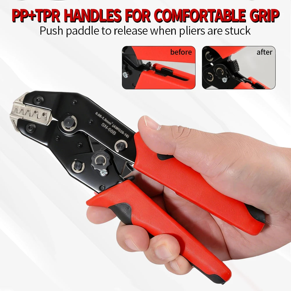 Wire Crimping Plier for JST PH 2.0mm,XH 2.5mm,VH 3.96mm,JWPS 4.0mm&Dupont Open Barrel Terminals Crimper SN-68B Crimping Tool