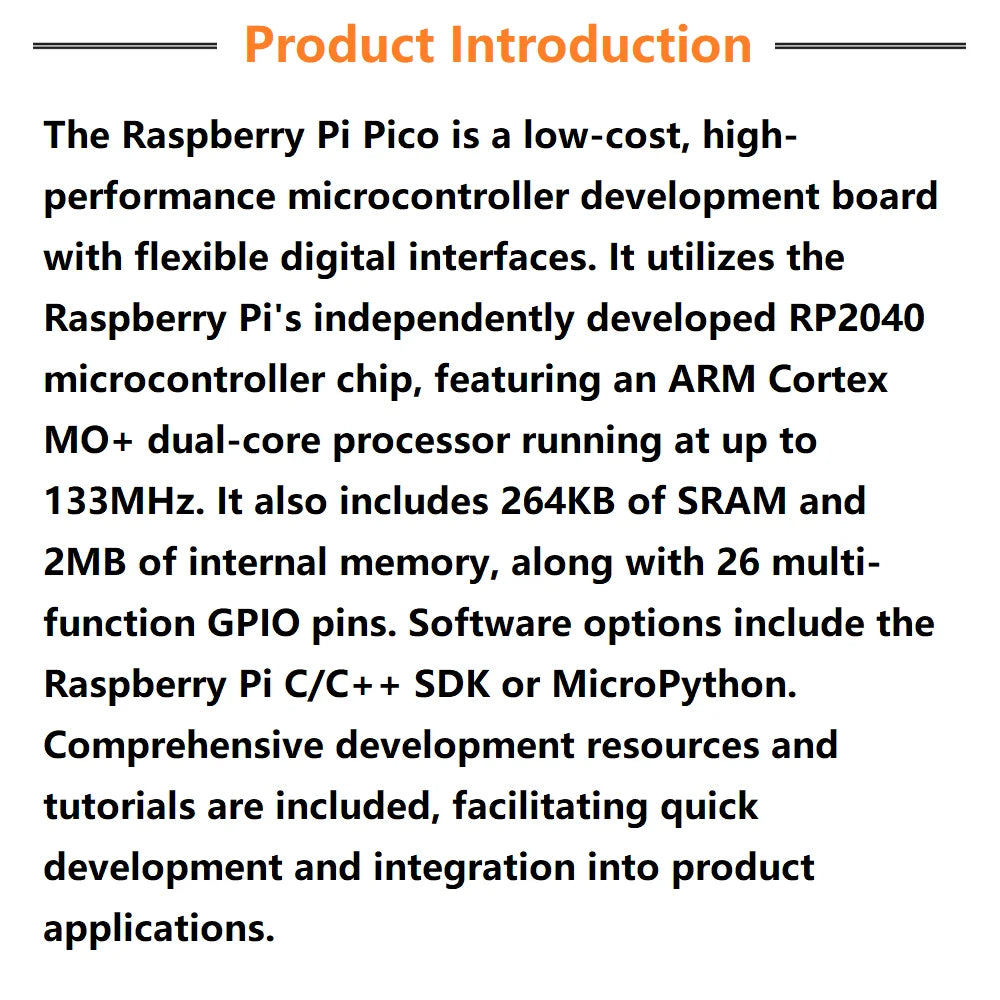 Ultimate Pico RP2040 128Mbit 16MB/4MB Compatible with Raspberry Pi Dual-Core Processor