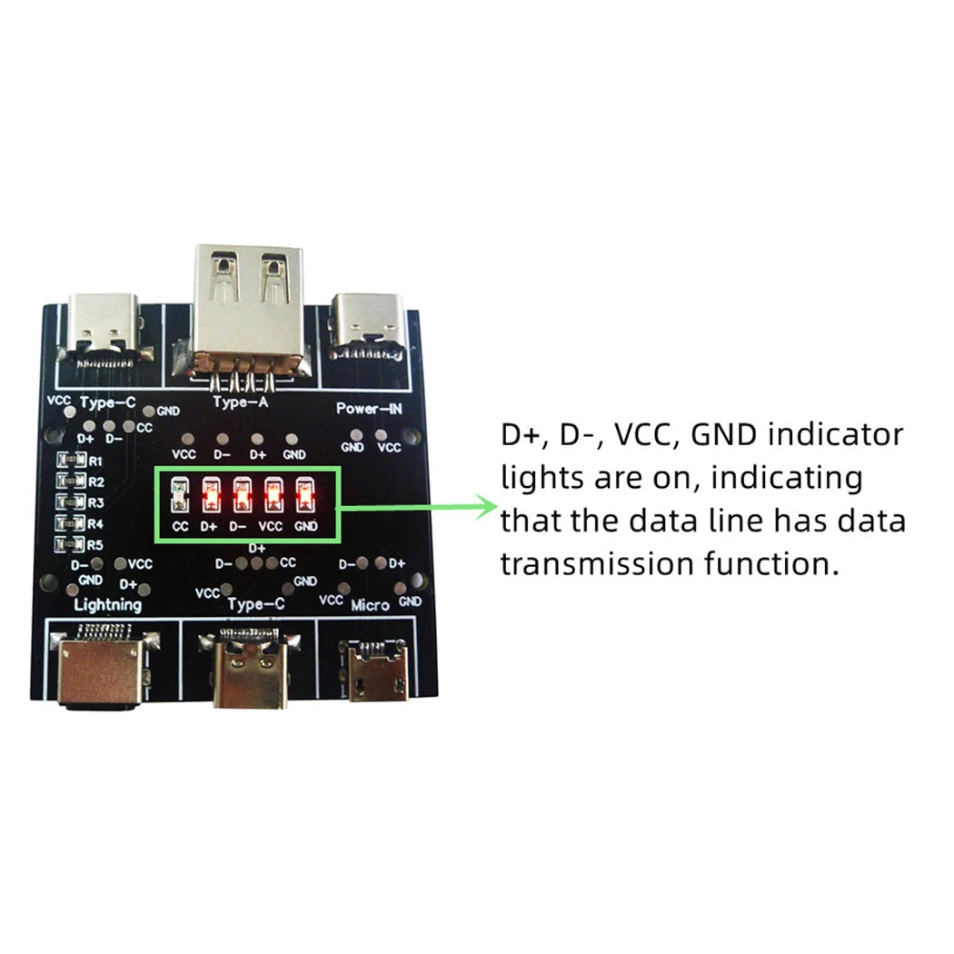 1/3PCS UD11A03 USB Cable Tester DC5V Type-C Input Compatible DT3 Test MicroUSB Type-C Lightning Data Line Detector