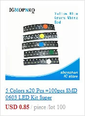 1Reel 4000pcs 0603 SMD LED  light  Yellow Red  Green Blue White new and