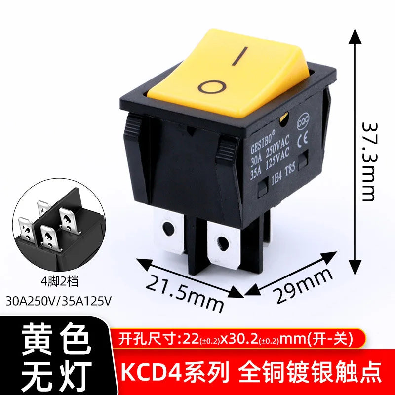 5PCS 16A 20A 30A Rocker Switch 220V 120V KCD7 KCD4 4 6 Pin Rocker Toggle Switch SPDT ON OFF Red Lighted Heavy Duty T125 T85