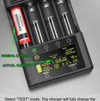 LiitoKala Lii-600 4 Bay LCD Smart Charger 3A Fast Charging 18650 21700 26650 26700 Li-ion NiMH AA AAA C Capacity Tester
