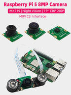 Raspberry Pi 5 8MP Camera Night Vision IMX219 77° 130° 200° FOV Fisheye MINI CSI Interface + 2 Infrared Light for RPI 5 Pi5